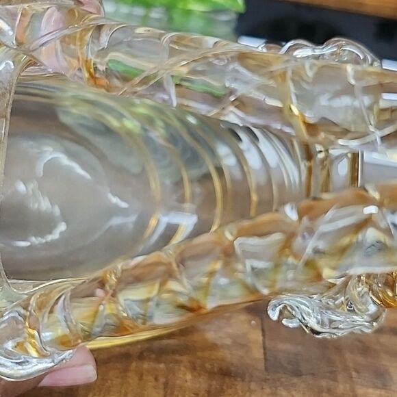 Vintage gold and clear Hand Bag Art Glass - Picture 4 of 4